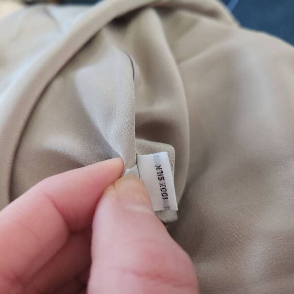 Ramy Brook Beige One Shoulder Mini Dress Bubble Hem 100% Silk Party - Picture 15 of 15